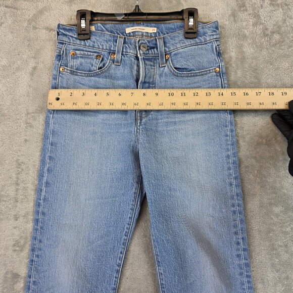 Levis Wedgie Straight Jeans Womens 25 Blue Denim High Rise Button Fly Premium - Picture 6 of 15